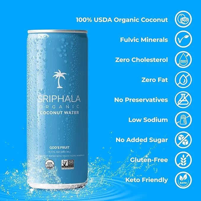 Sriphala Mineral Rich Nutritious Coconut Water Organic – with Fulvic Acid + Electrolyte Water – Non-GMO, Keto, Gluten-Free...