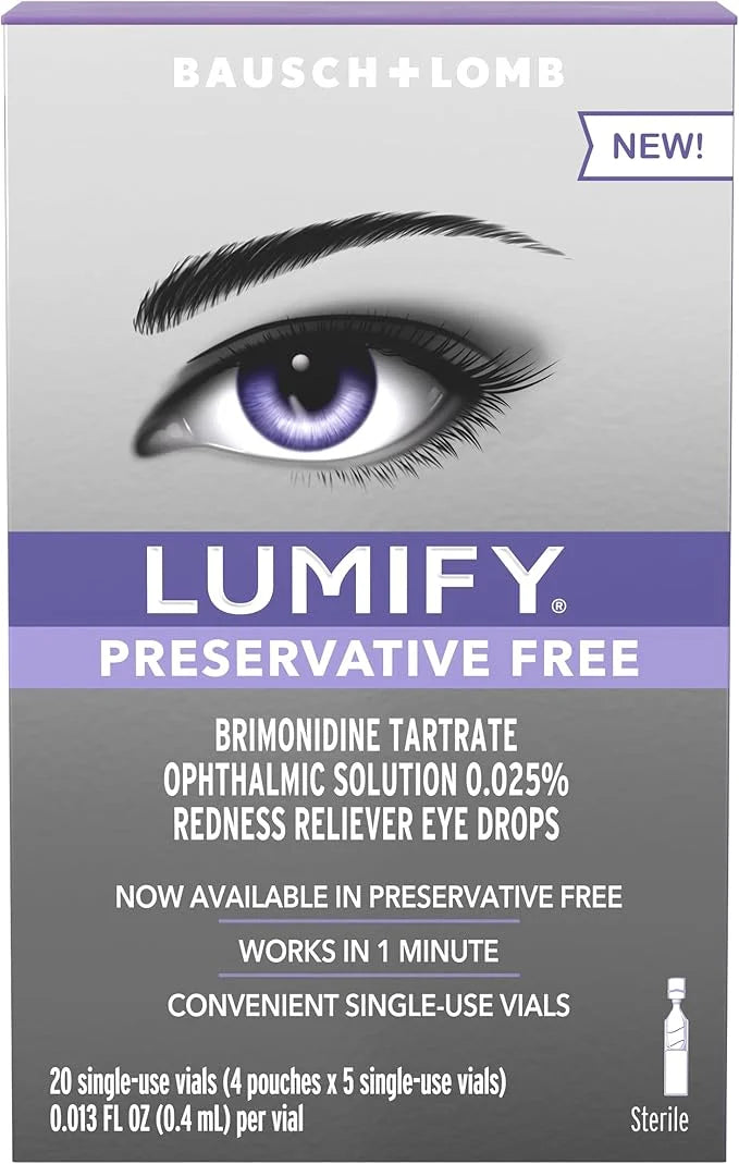 LUMIFY Redness Reliever Preservative Free Eye 20 Single 1 Min, 8 Hours