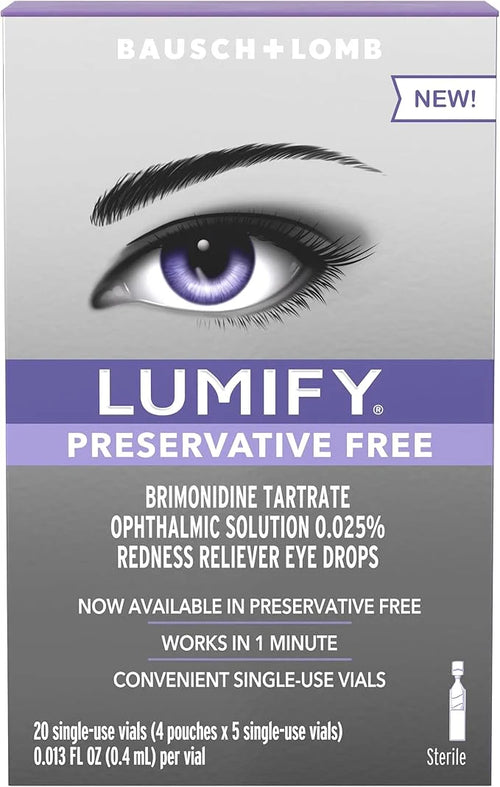 LUMIFY Redness Reliever Preservative Free Eye 20 Single 1 Min, 8 Hours