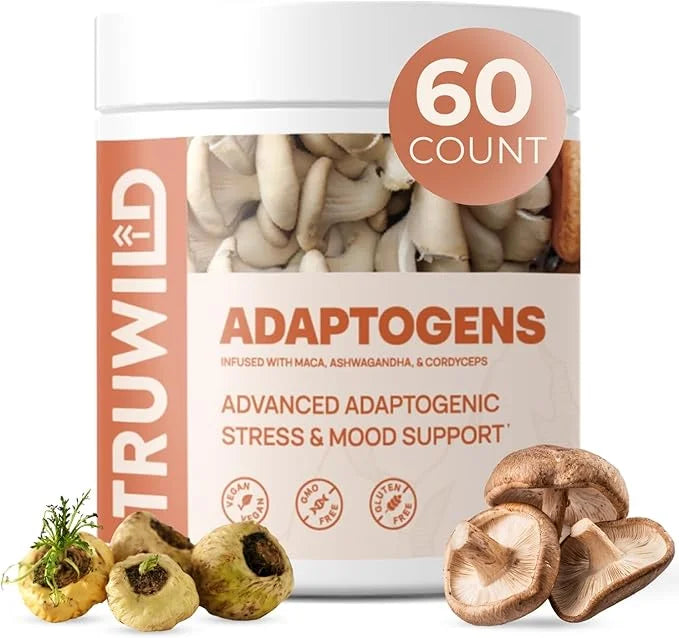 TruWild Adaptogen Blend with Cordyceps Maca Ashwagandha 7 Key 60 Capsules