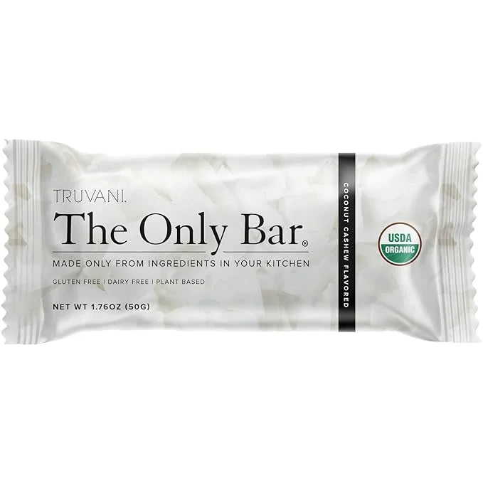 Truvani Plant Based Snack Bars | Coconut Cashew 1 Pack | 5g Protein | USDA Organic and Vegan | The Only Bar | Dairy, Soy, ...