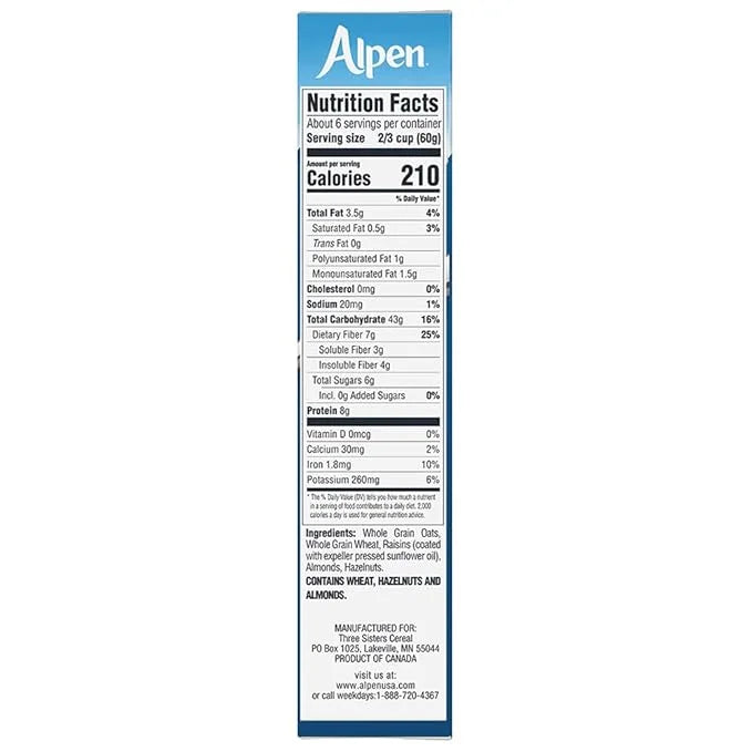 Alpen Muesli Cereal, No Sugar Added, 14 Ounce (Pack of 6) - Product Image
