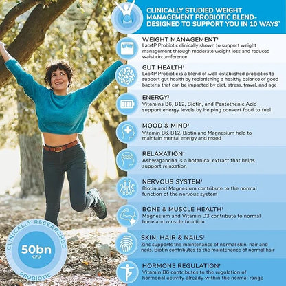 Health & Her Weight Management Probiotic | Perimenopause & Menopause - Clinically Studied 50bn CFU probiotic to Support Gu...