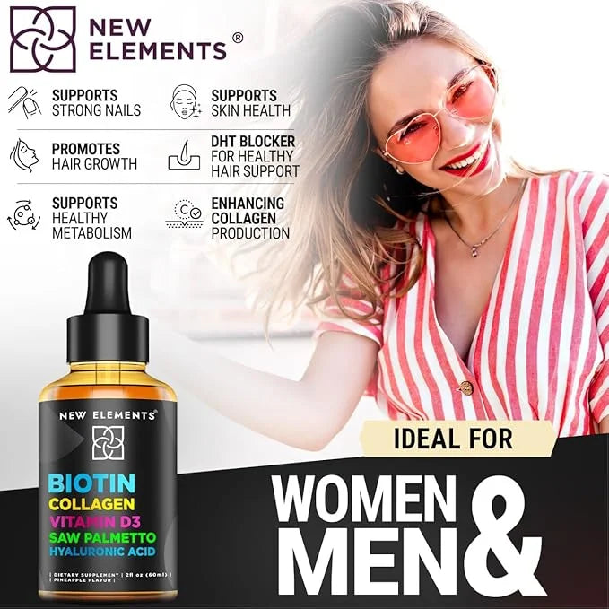 Liquid Biotin Drops with Collagen Vitamin D3 Saw