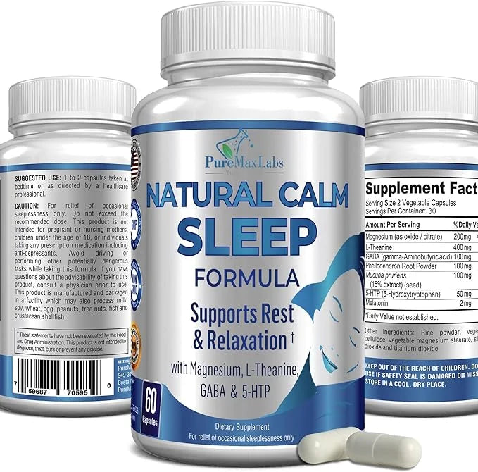 Natural Calm Sleep Aid with Magnesium, 5-Htp | 60 Capsules
