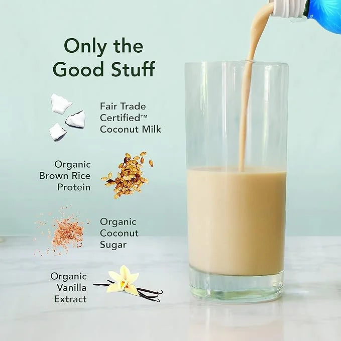 ALOHA Organic Plant Based Vanilla Ready to Drink Protein Shake w/MCT Oil (12 ct, 12oz Bottle) 20g Protein, Meal Replacemen...