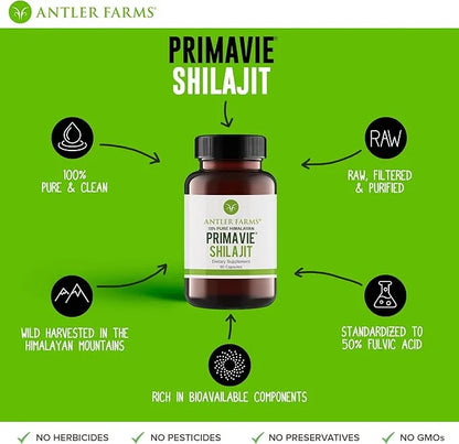 Antler Farms - 100% Pure PrimaVie 60 Capsules, 250mg – 50% Fluvic