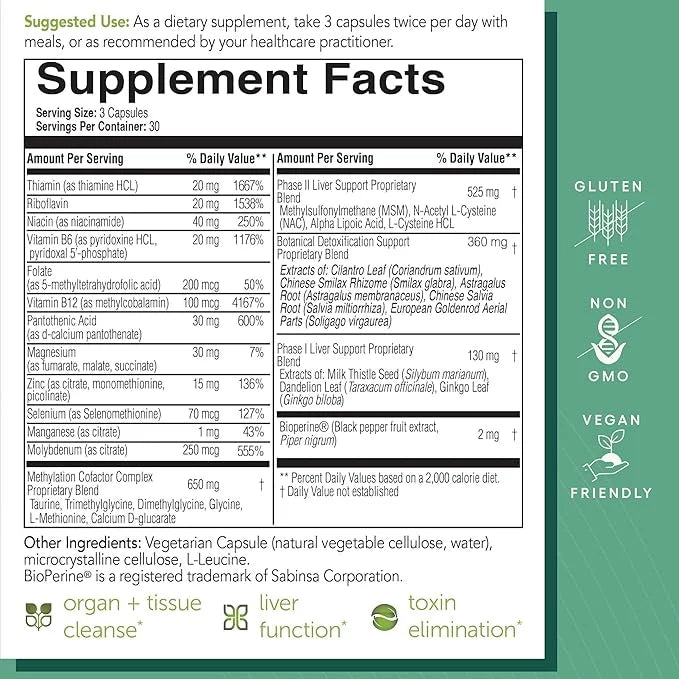 EcoNugenics ecoDetox Supplement for Liver Detox B12, Magnesium 90 Capsules