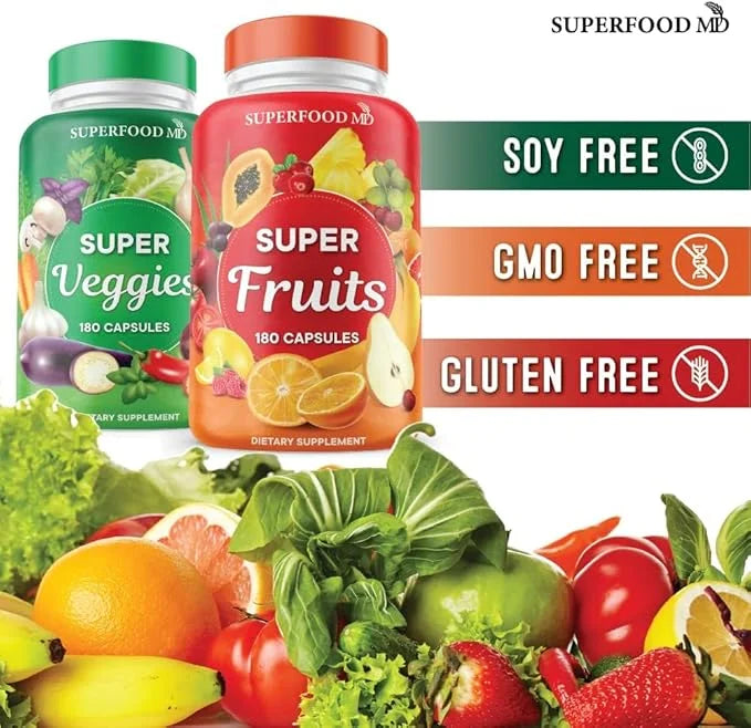 Superfood Fruit and Veggie Supplement - 360 Whole Super Fruit and Vegetable Supplements & Vitamin, Natural Energy Levels, ...