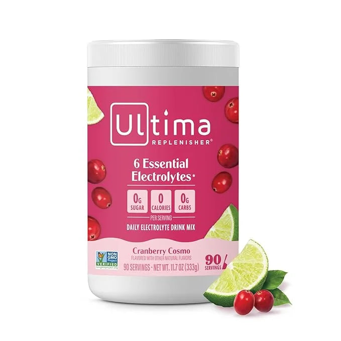 Ultima Replenisher Daily Electrolyte Powder Drink Mix – Cranberry Cosmo, 90 Servings – Hydration Powder with 6 Key Electro...