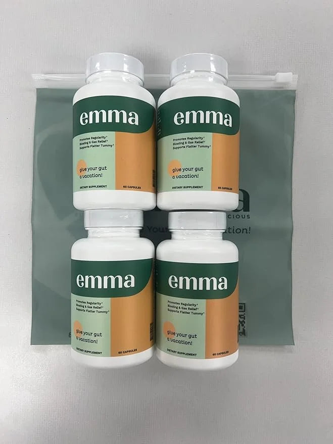 Emma Gut Health - 4 Pack - Gas and Bloating Relief, Constipation, Leaky Gut Repair - Gut Cleanse & Restore Digestion - Reg...