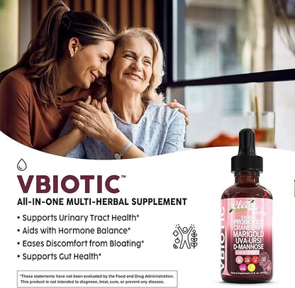 Clean Nutraceuticals VBiotic Vaginal Probiotic for Women Liquid Drops | Cranberry Uva Ursi Horsetail D-Mannose Prebiotics ...