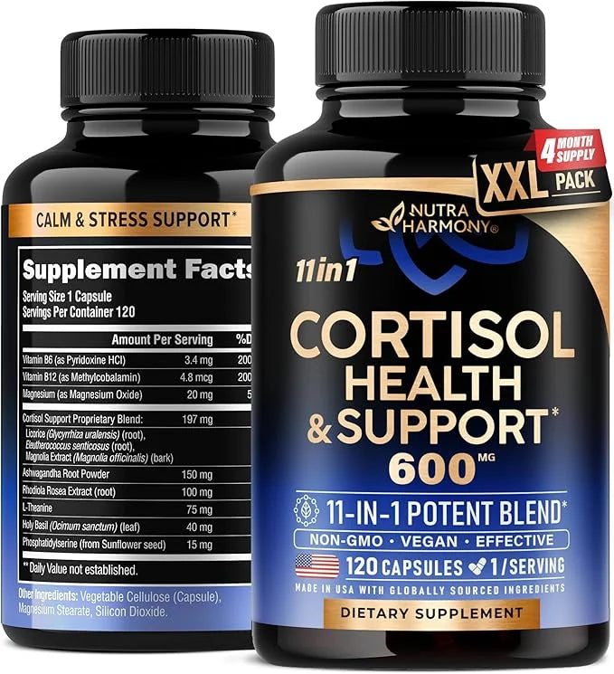 Cortisol Supplement for Women - Natural Based Hormone Balance - Ashwagandha | Rhodiola | Holy Basil | L-Theanine - Mood, F...