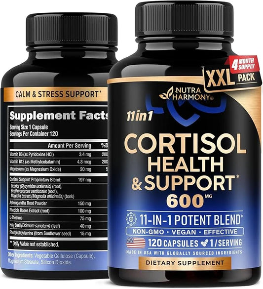 Cortisol Supplement for Women - Natural Based Hormone Balance - Ashwagandha | Rhodiola | Holy Basil | L-Theanine - Mood, F...