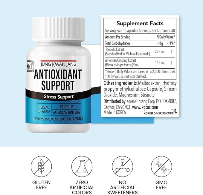 JungKwanJang Antioxidant Support Blend (229mg) and (143mg), 30 30 Capsules