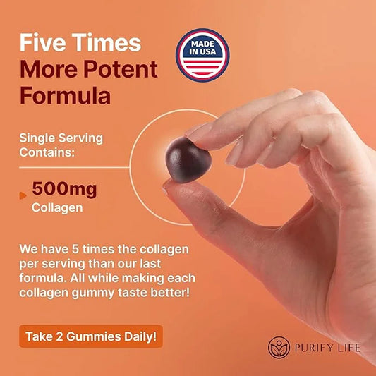 Sugar-Free Marine Collagen Gummies (90 Collagen Chews) Potent 500mg Collagen Gummy for Hair Growth, Healthier Skin & Nails...