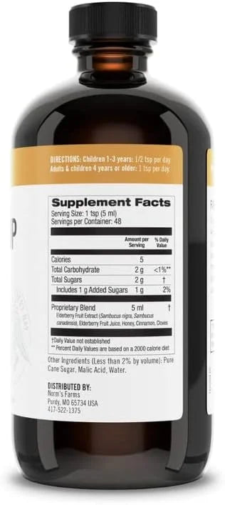 Norm's Farms Black Elderberry Wellness Syrup 3 8 8 Oz.