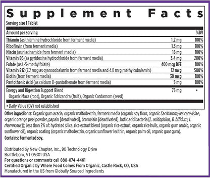 New Chapter Vitamin B Complex, Fermented 100% Vegan, 60 Count