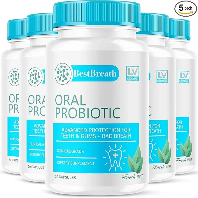 5 Pack - Best Breath - Best Breath Oral Probiotic, Best Breath Probiotic, Best Breath Pills, BestBreath, Best Breathe 150 ...