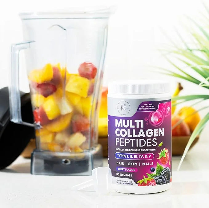 Multi Collagen Peptides Powder, Hydrolyzed Collagen 30 Servings