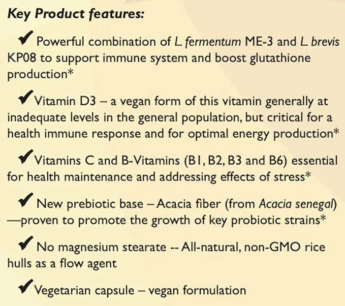 Reg'Activ Immune & Vitality with Lactobacillus ME-3, brevis KP08, Vegan D3 and (B1, B2, B2, B3 B3 and B6) Essential
