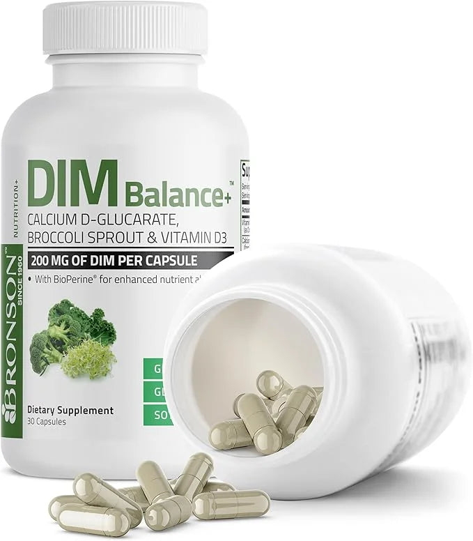 Bronson DIM Balance+ Calcium D-Glucarate, Broccoli Sprouts and Vitamin D3 200 MG of DIM per Capsule Supports Estrogen Meta...