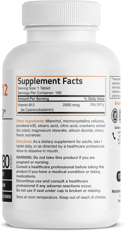 Vitamin B12 2500mcg Shot Of Energy B12 Vitamin 180 Count