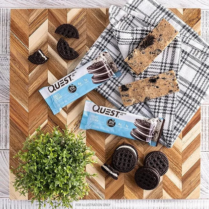 Quest Nutrition Cookies & Cream Protein Bars, 21g Protein, 1g Sugar, 4g Net Carb, Gluten Free, Keto Friendly, 12 Count - P...