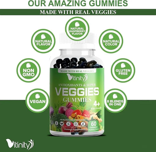 Made with Real Super Veggies Delicious Kids(60 Chews),30 Chews),30 Veggies,Herbs,Fruit (30 Day
