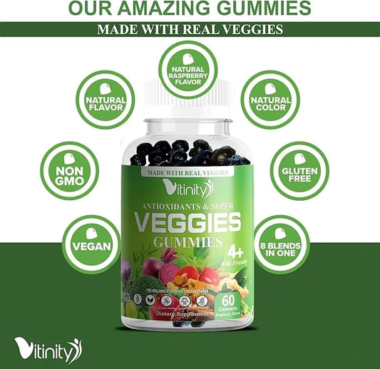 Made with Real Super Veggies Delicious Kids(60 Chews),30 Chews),30 Veggies,Herbs,Fruit (30 Day
