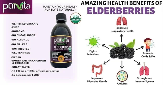 Elderberry Concentrated Extract for Immune System 8.45 Ounces 100% Pure