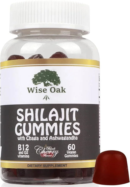 Shilajit Gummies 500mg with Chaga Ashwagandha B12 and D2 Vitamins