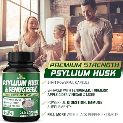 BMVINVOL Psyllium Husk Fiber Supplement 240 Capsules