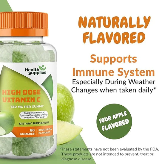 Sour Apple Flavored Vitamin C Gummies 1050 mg (2 Pack)