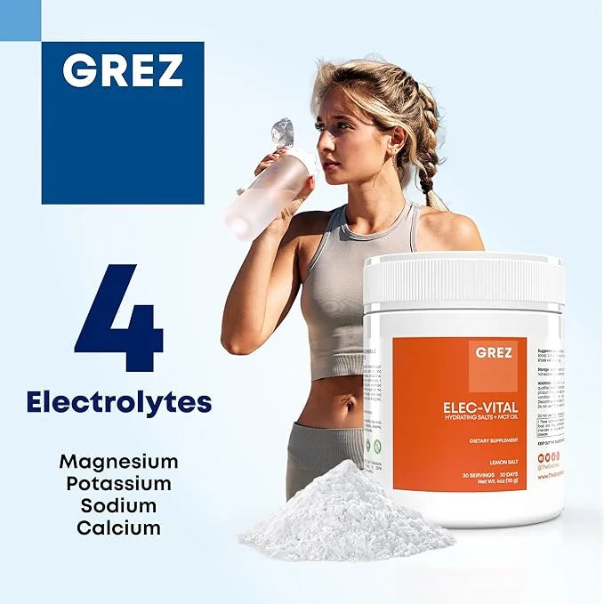 GREZ ELEC-Vital Electrolytes Powder No Sugar - Hydration Powder, Keto Electrolytes No Sugar - Complete Mineral Support, So...