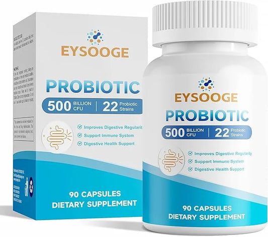 Probiotics for Women and Men, 500 Billion CFU, 22 Strains + Organic Prebiotics, Daily Probiotics for Digestive, Immune, & ...