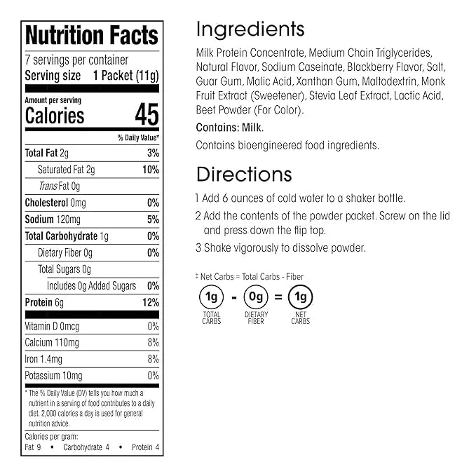 WonderSlim Keto Smoothie with C8 MCT Oil, Berry, Low Carb, No Sugar, Gluten Free (7ct) - Product Image