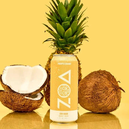 ZOA Zero Sugar Energy Drinks, Pineapple Coconut - Sugar Free with Electrolytes, Healthy Vitamin C, Amino Acids, Essential ...