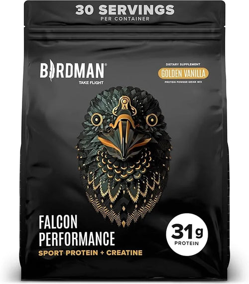 BIRDMAN Falcon Performance Vegan Protein Powder, 31g Protein, 5g Creatine, 5g BCAA, Probiotics, Electrolytes, Pre Workout,...
