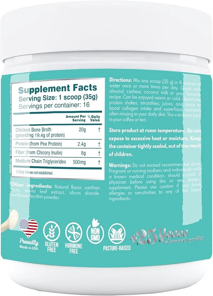 VAL Chicken Bone Broth Powder Protein, 22g Protein, 12g Collagen, 8g Inulin, Pea Protein & MCT Oil, Supports Healthy Skin,...