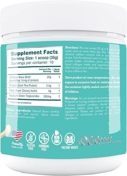 VAL Chicken Bone Broth Powder Protein, 22g Protein, 12g Collagen, 8g Inulin, Pea Protein & MCT Oil, Supports Healthy Skin,...