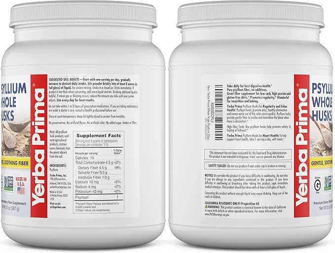 Yerba Prima Whole Psyllium Husk Fiber 20 oz 2) -