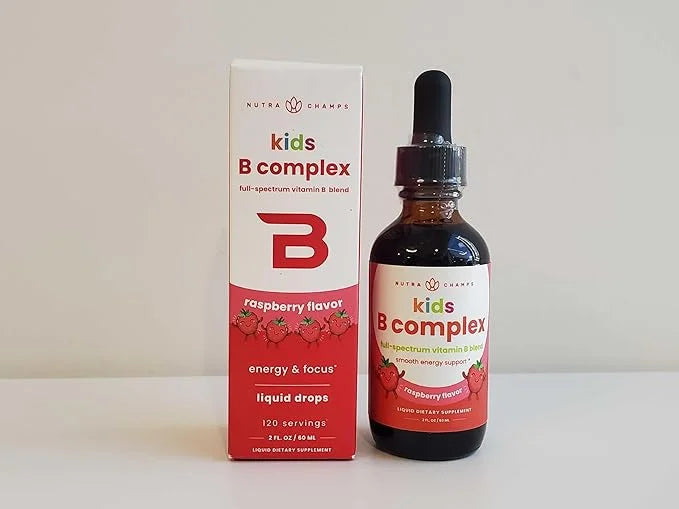 NutraChamps Vitamin B Complex for Kids, B1, B2, B3, B6, B7, B9 & Methyl B12, Kids B Complex Liquid Drops Supplement, Energ...