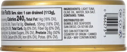 Bumble Bee Prime Tonno Tuna In Olive Oil, 5 oz Can (Pack of 3) - Premium Wild Caught Yellowfin Ahi Tuna - 28g Protein Per ...