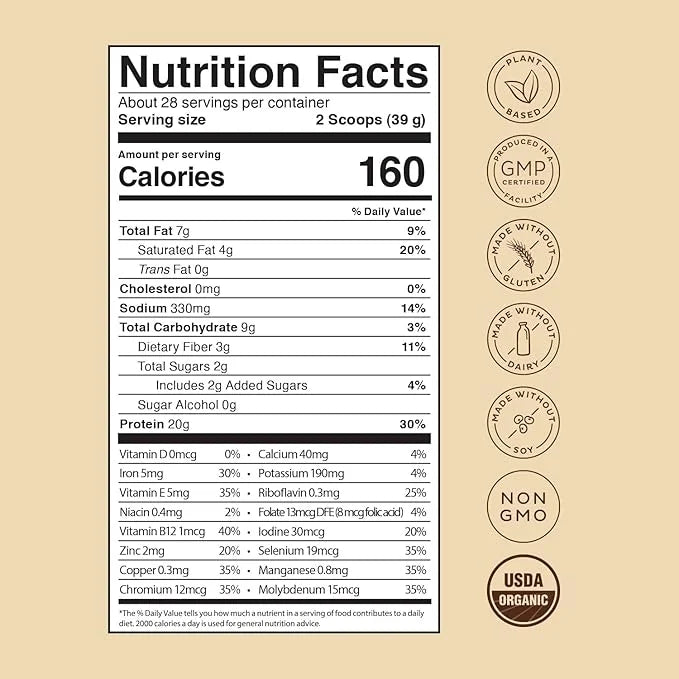 KOS Vegan Protein Powder Erythritol Free, Chocolate 28 Servings