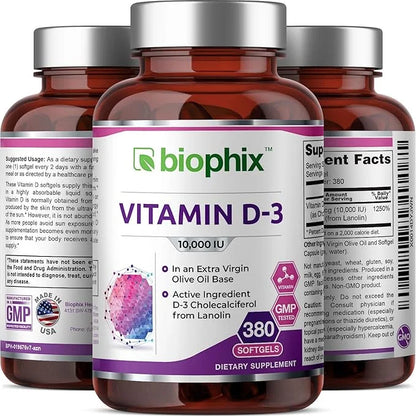 biophix Vitamin D-3 10000 IU 380 Softgels K2