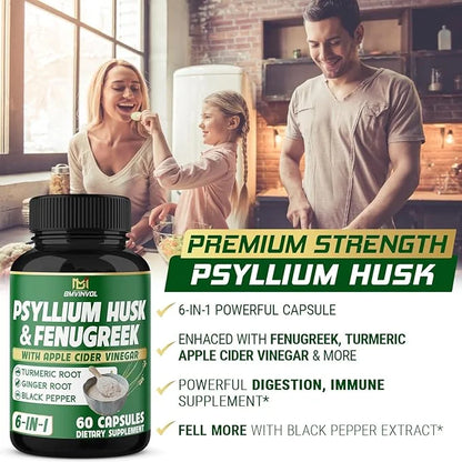 BMVINVOL Psyllium Husk Fiber Supplement t 60 Capsules
