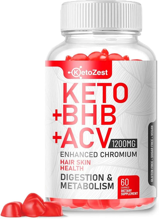 Organic Keto ACV BHB Gummies - Apple Cider Vinegar with The Mother Supplement - Vitamin D3 Zinc Beetroot Pomegranate Chrom...