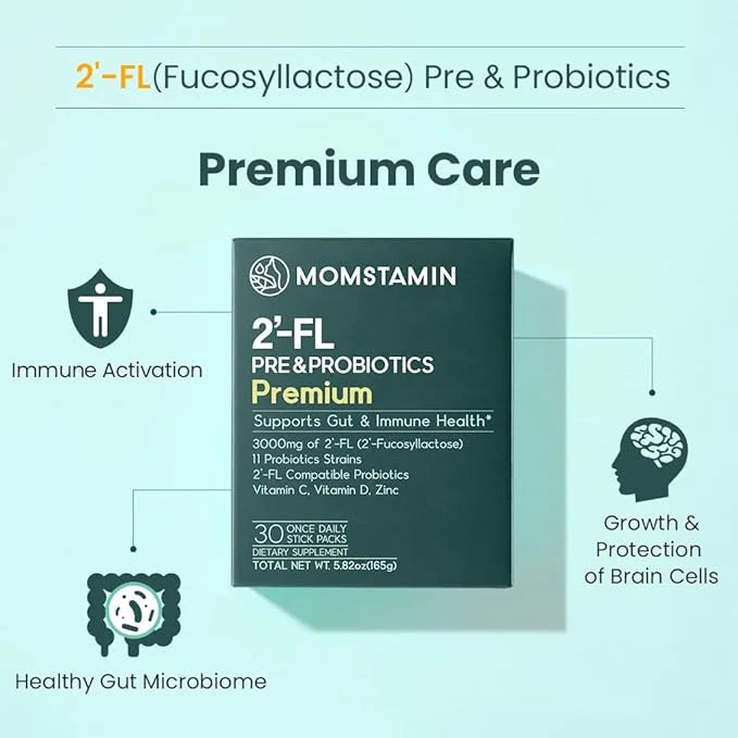 MOMSTAMIN 2'-FL HMO Prebiotics Probiotics Powder 3,000mg Human 11 Strains (1 Month,