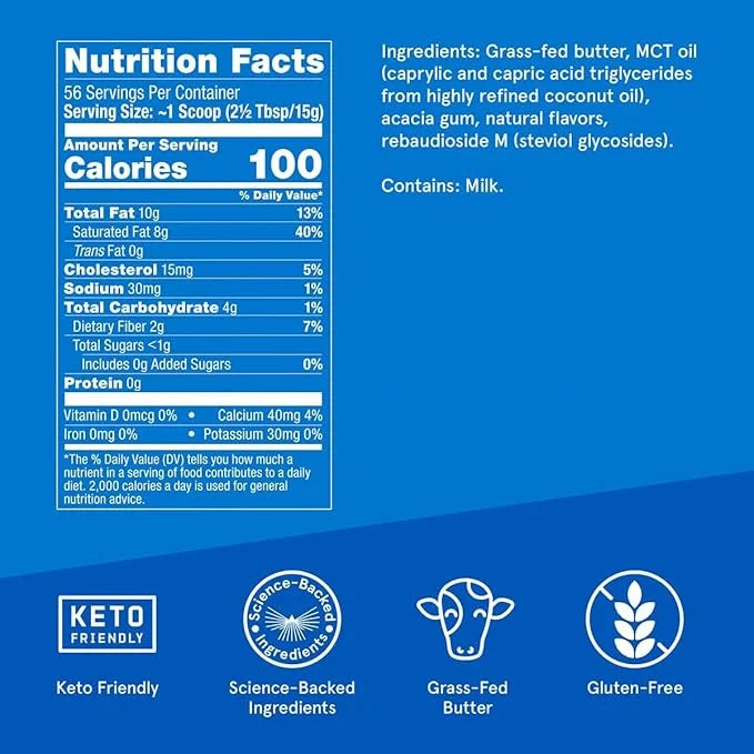 Bulletproof French Vanilla Creamer, 29.6 Ounces, Keto Coffee Creamer with MCT Oil and Grass-Fed Butter, Value Offering, Pa...